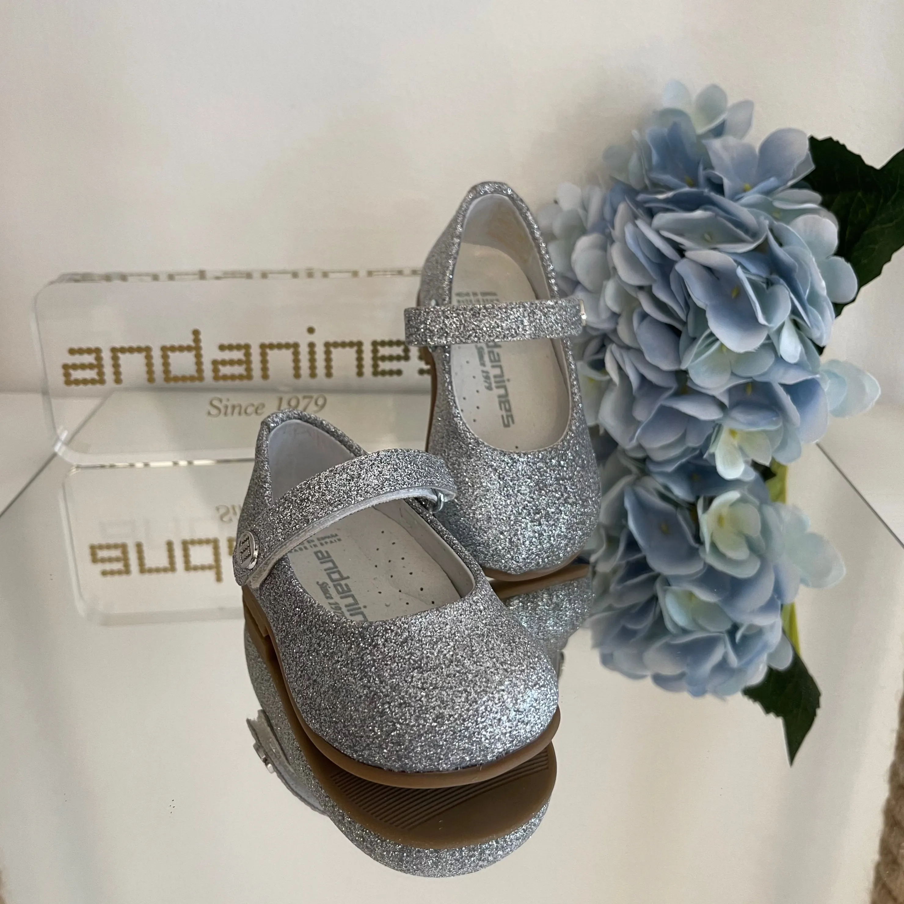 ANDANINES Ballerine eleganti Argento glitter con plantare anatomico