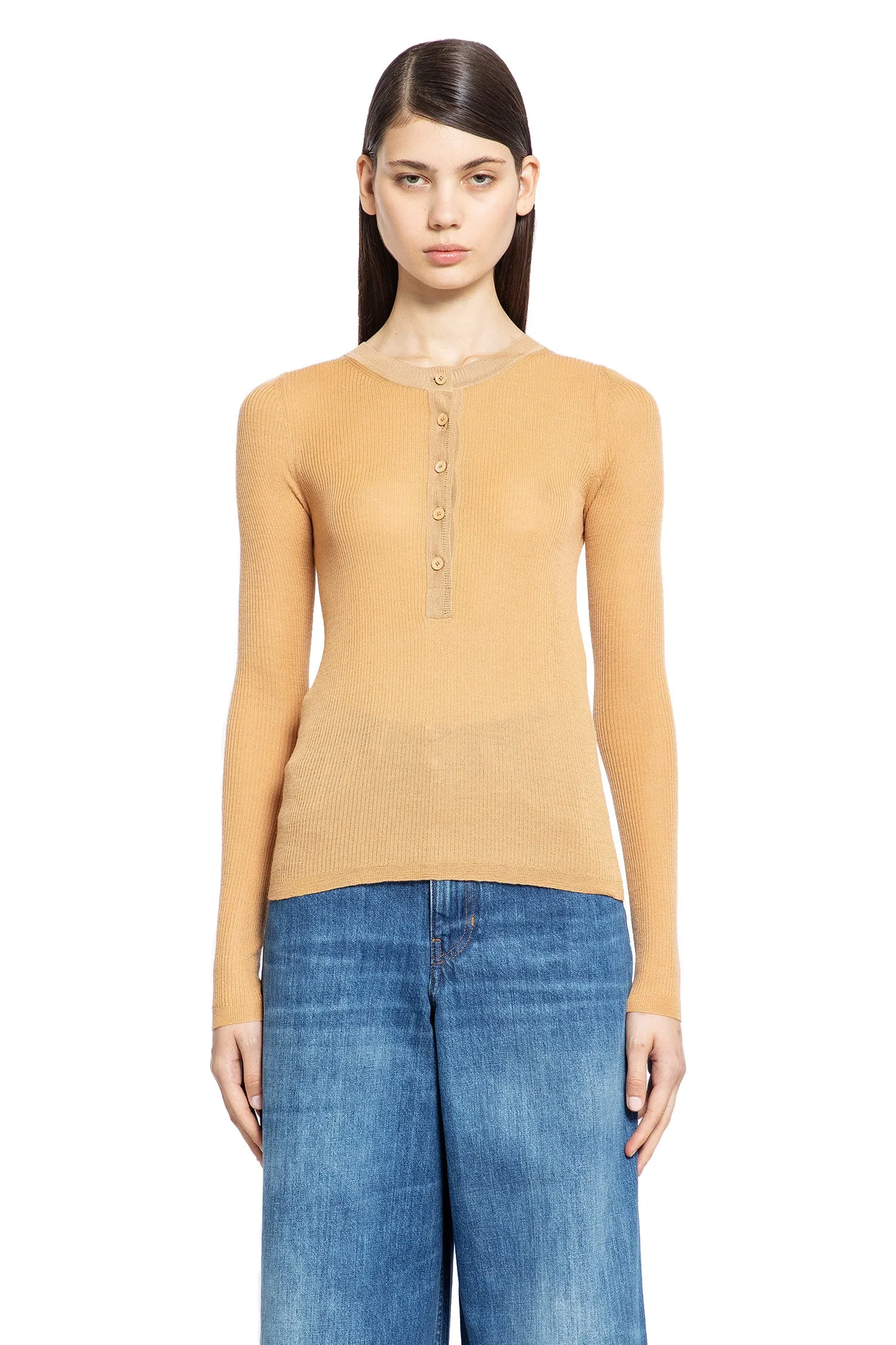 chloé  henley sweater in fine merino wool 