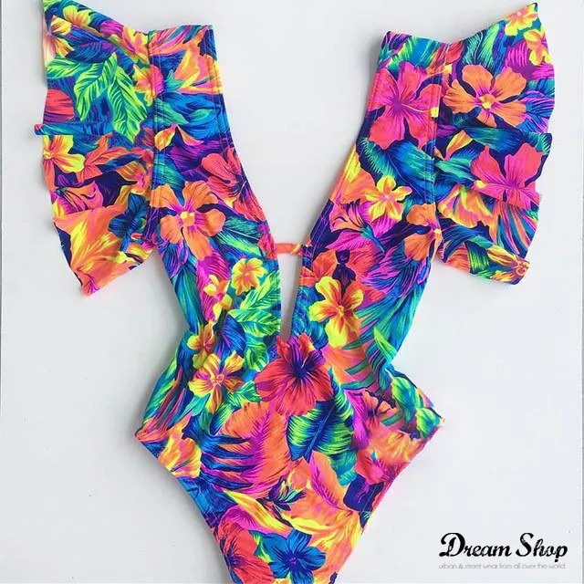 Costume intero tropical flowers