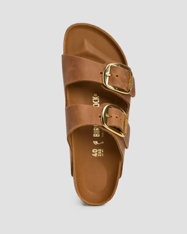 Klapki damskie Birkenstock Arizona Big Buckle Fl 1011073-cognac
