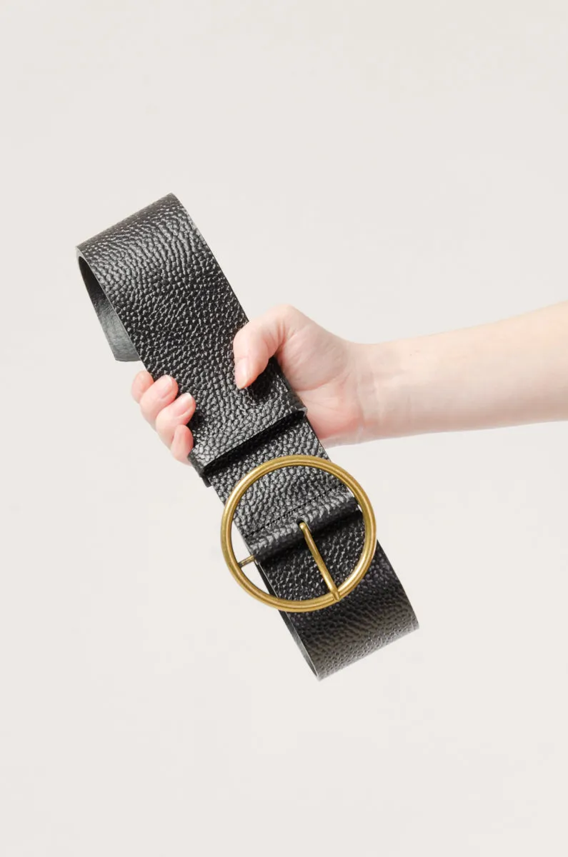 Leather Belt with Brass Buckle