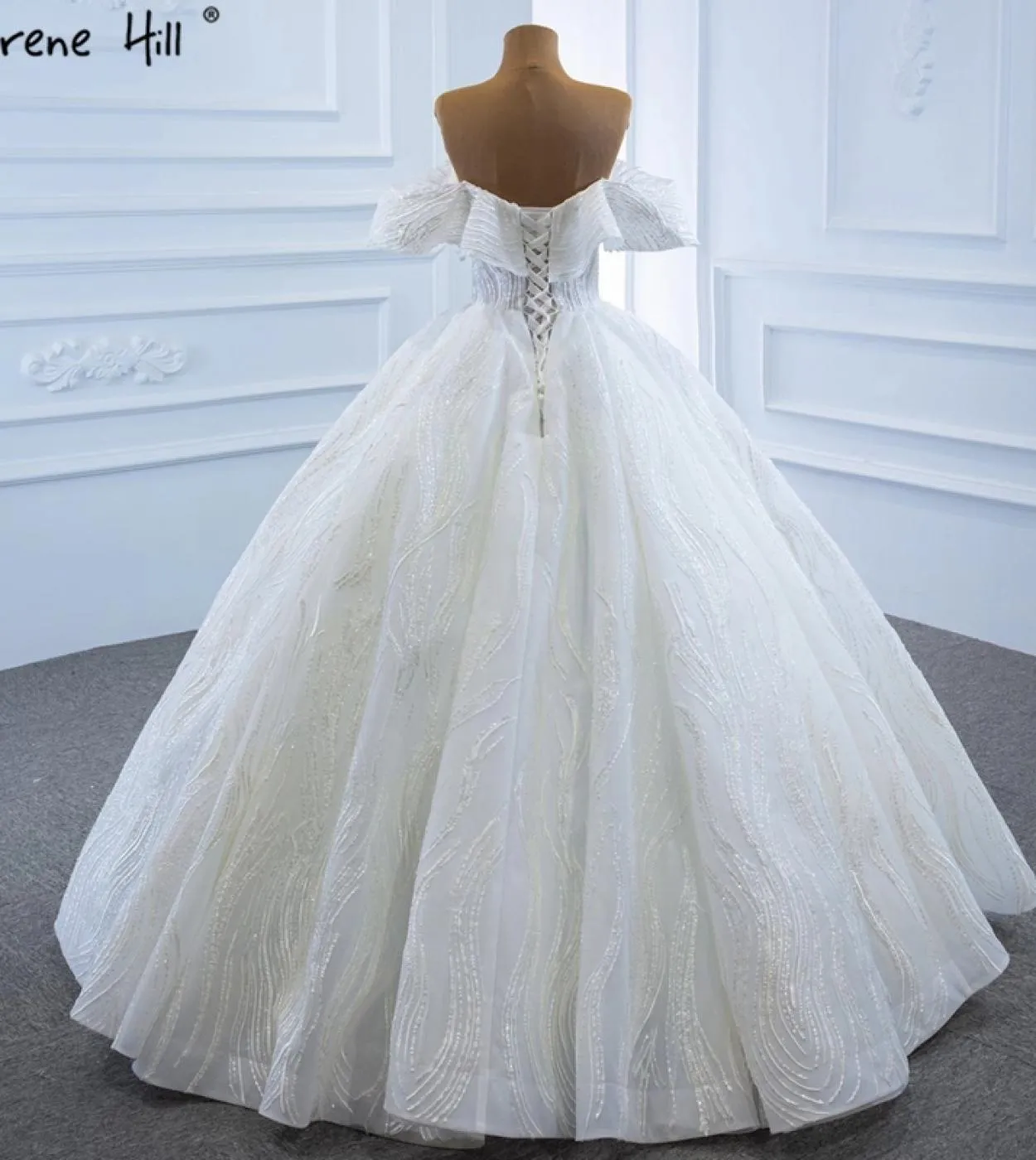 Serene Hill White Sweetheart Abiti da sposa in pizzo senza maniche Highend Sparkle Abiti da sposa Hm67194 Matrimonio su misura