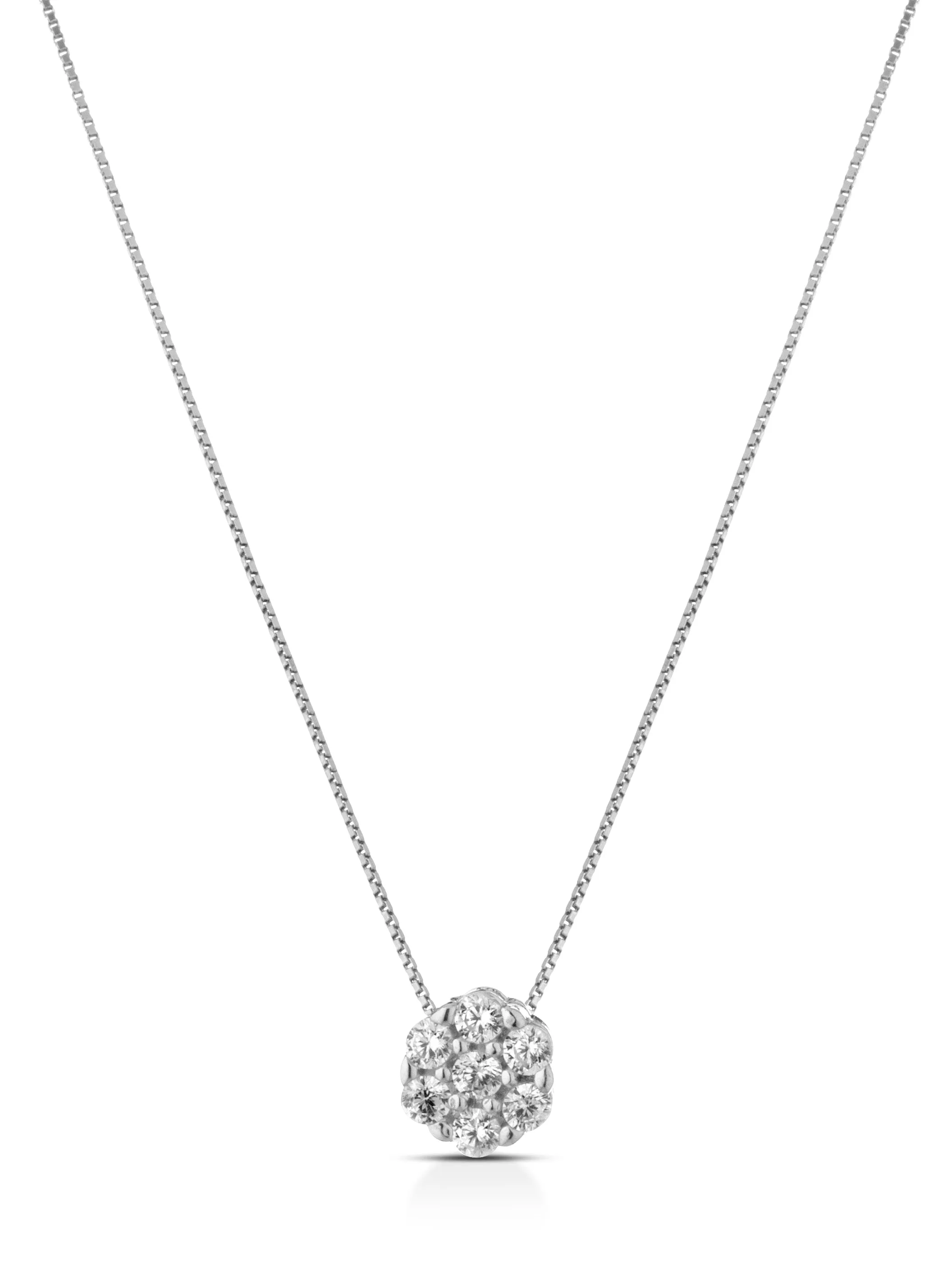 Set Collana e orecchini punto luce modello pavè oro bianco