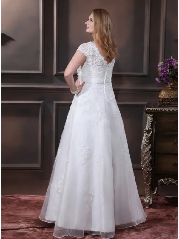 VANESSA - A-line V-neck Empire waist Floor length Organza Wedding dress
