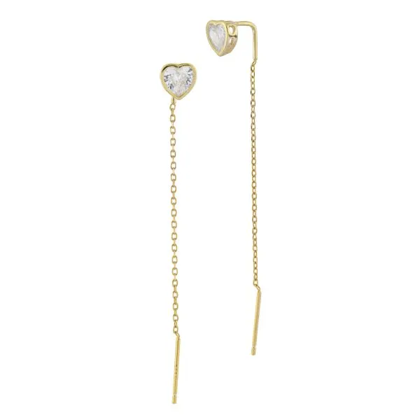 YO/OR21 Orecchini placcati oro giallo con zircone sfaccettato a cuore e filo a cascata     